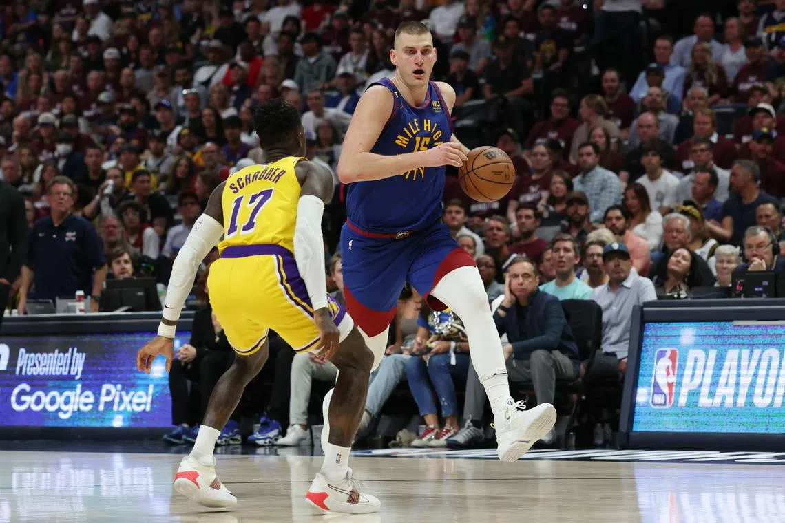 Denver Nuggets star Nikola Jokic en route to 34 points, 21 rebounds and 14 assists against the Los Angeles Lakers in Game 1 of the Western Conference Finals.