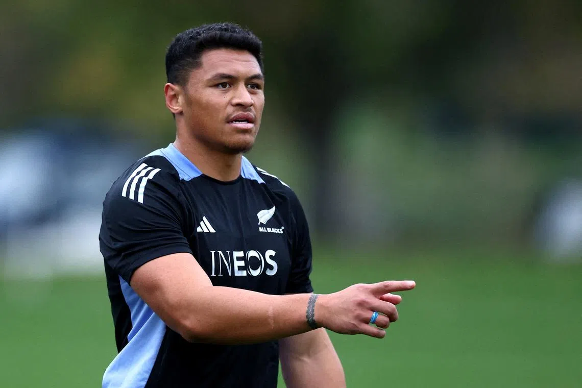 FILE PHOTO: Rugby Union - Autumn International - New Zealand Training - The Lensbury hotel, London, Britain - November 1, 2024  New Zealand's Caleb Clarke during training Action Images via Reuters/Matthew Childs/File Photo