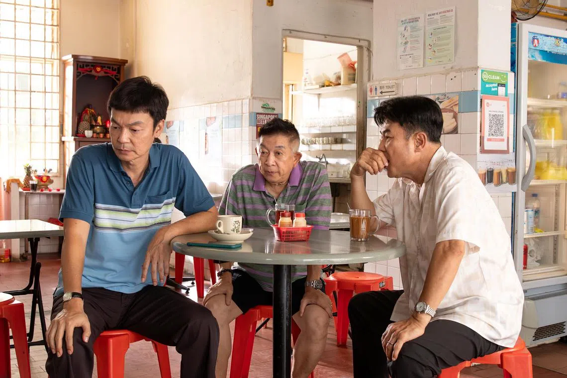 (From left) Mark Lee, Henry Thia and Jack Neo in Money No Enough 3.