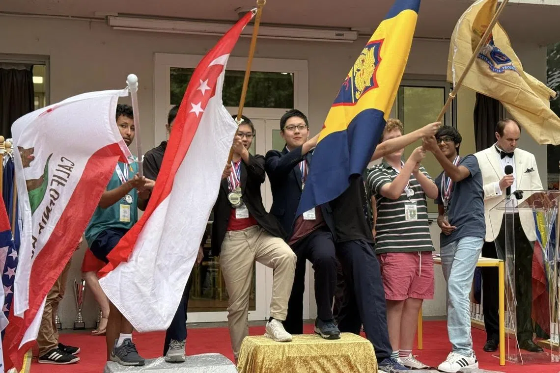 The Singapore team was ranked second based on the number of golds won by each student in the delegation.
