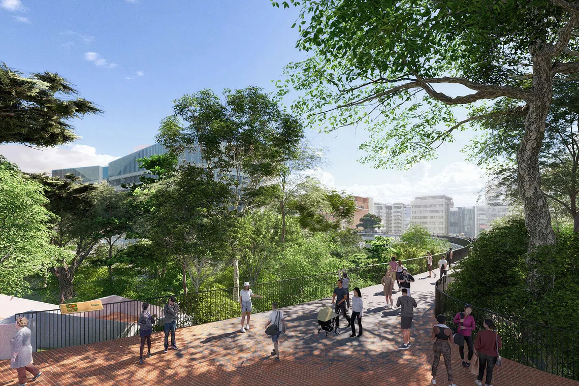 An artist’s impression of the potential link bridge to Fort Canning Park.