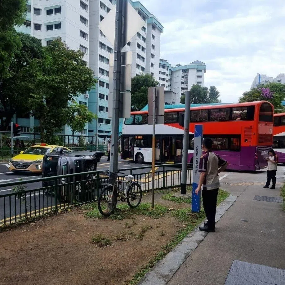 A 49-year-old male driver was taken to the hospital conscious after the accident on Jan 6 outside Boon Lay bus interchange.