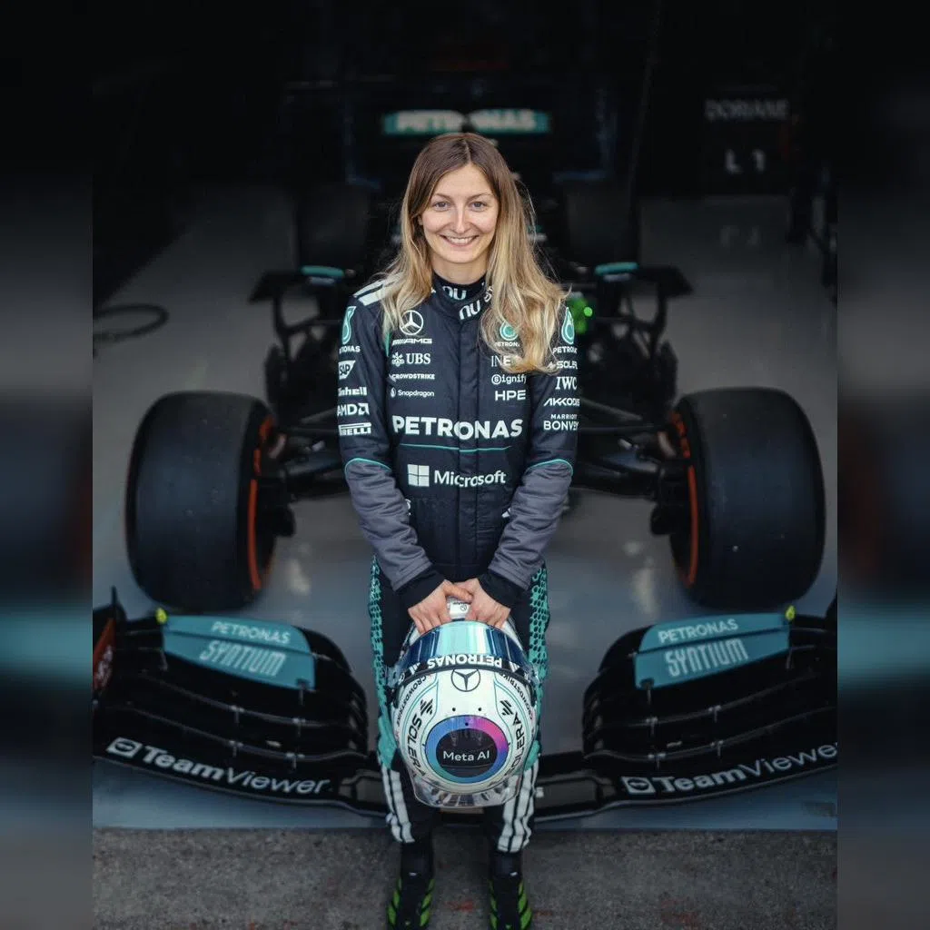 France's Doriane Pin drove the W12 Mercedes car that Lewis Hamilton and Valtteri Bottas drove to the 2021 constructors’ title.
