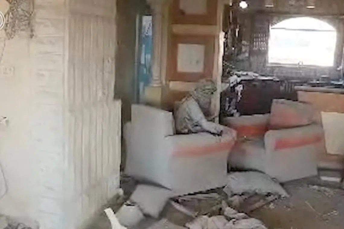 A person that Israeli army says is Hamas chief Sinwar is seen in Tal Al-Sultan, in this screengrab from a handout video obtained on October 17, 2024.   Israel Defense Forces/Handout via REUTERS