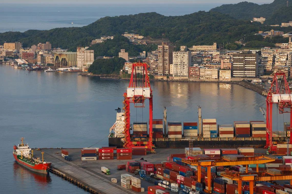 Containers and equipment sit at the Port of Keelung, Taiwan, August 7, 2025. REUTERS/Ann Wang/File Photo