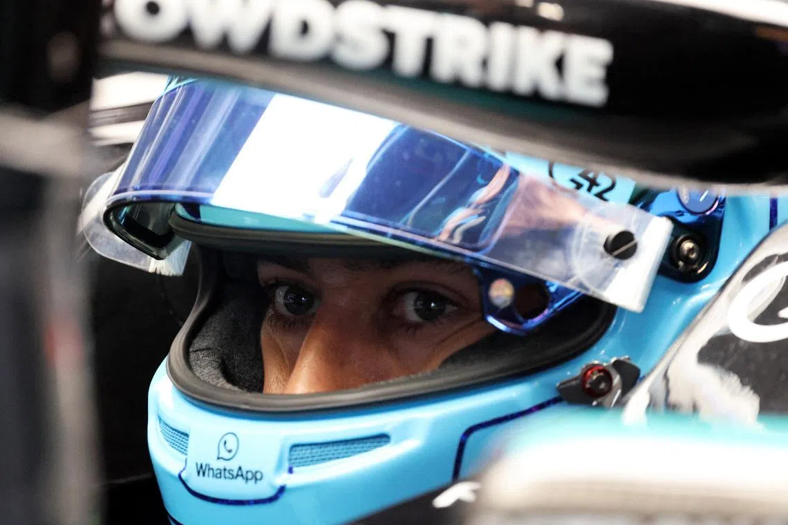 Formula One F1 - Barcelona-Catalunya Grand Prix - Circuit de Barcelona-Catalunya, Barcelona, Spain - June 13, 2026 Mercedes' George Russell in action during practice REUTERS/Nacho Doce