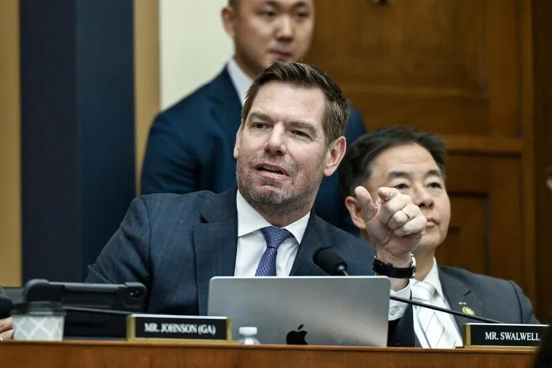 US Representative Eric Swalwell speaking at the Capitol in Washington, on Jan 22, 2026. He has suspended his campaign for governor over sexual misconduct allegations. 