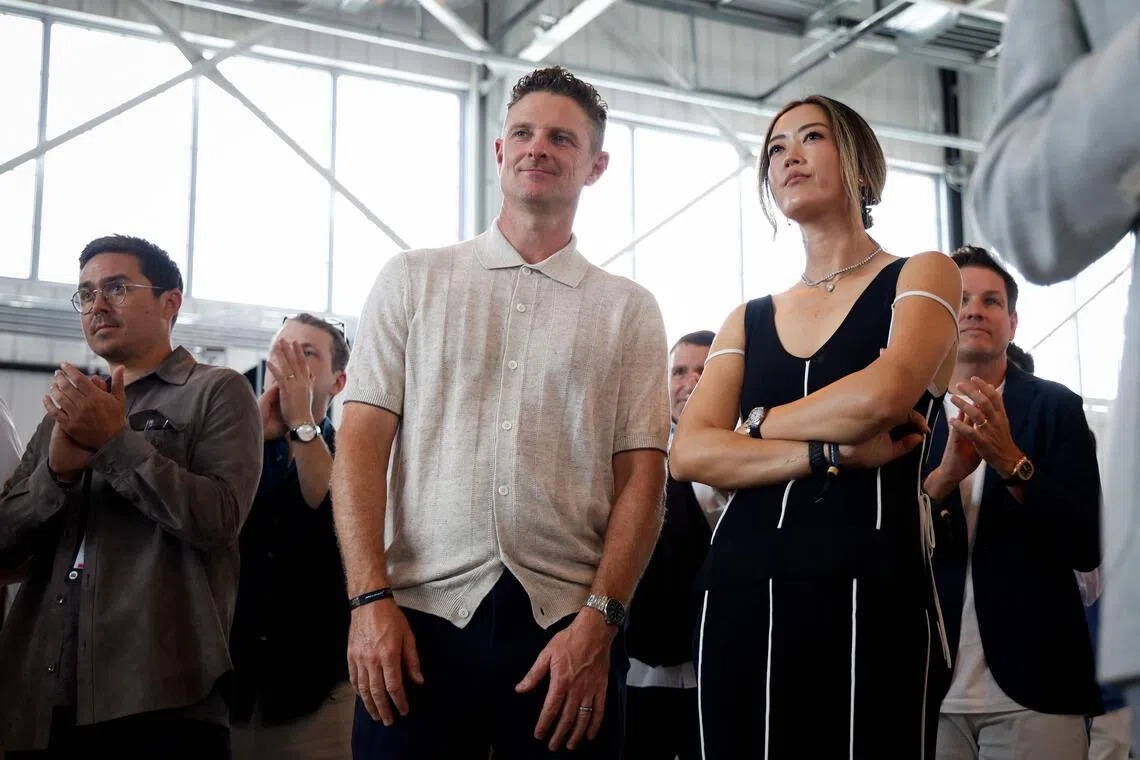 PGA Tour player Justin Rose of England and LPGA player Michelle Wie West of the United States speak during the McLaren Golf Launch Event on April 29, 2026.