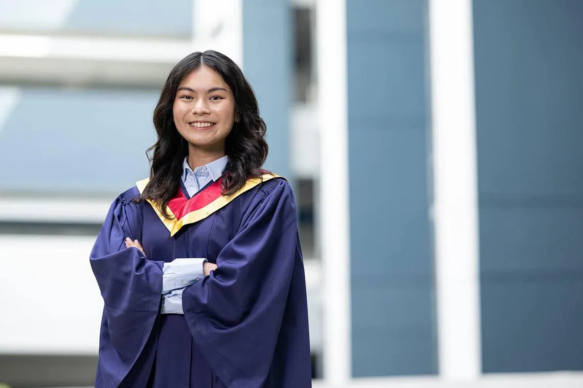 rlcharmaine - Charmaine Cheng, 21, a nursing student who recently graduated from Nanyang Polytechnic, is the recipient of the Tay Eng Soon Health & Social Sciences Award and the MOH Holdings Gold Medal for being the cohort’s top scorer.

PHOTO: COURTESY OF CHARMAINE CHENG