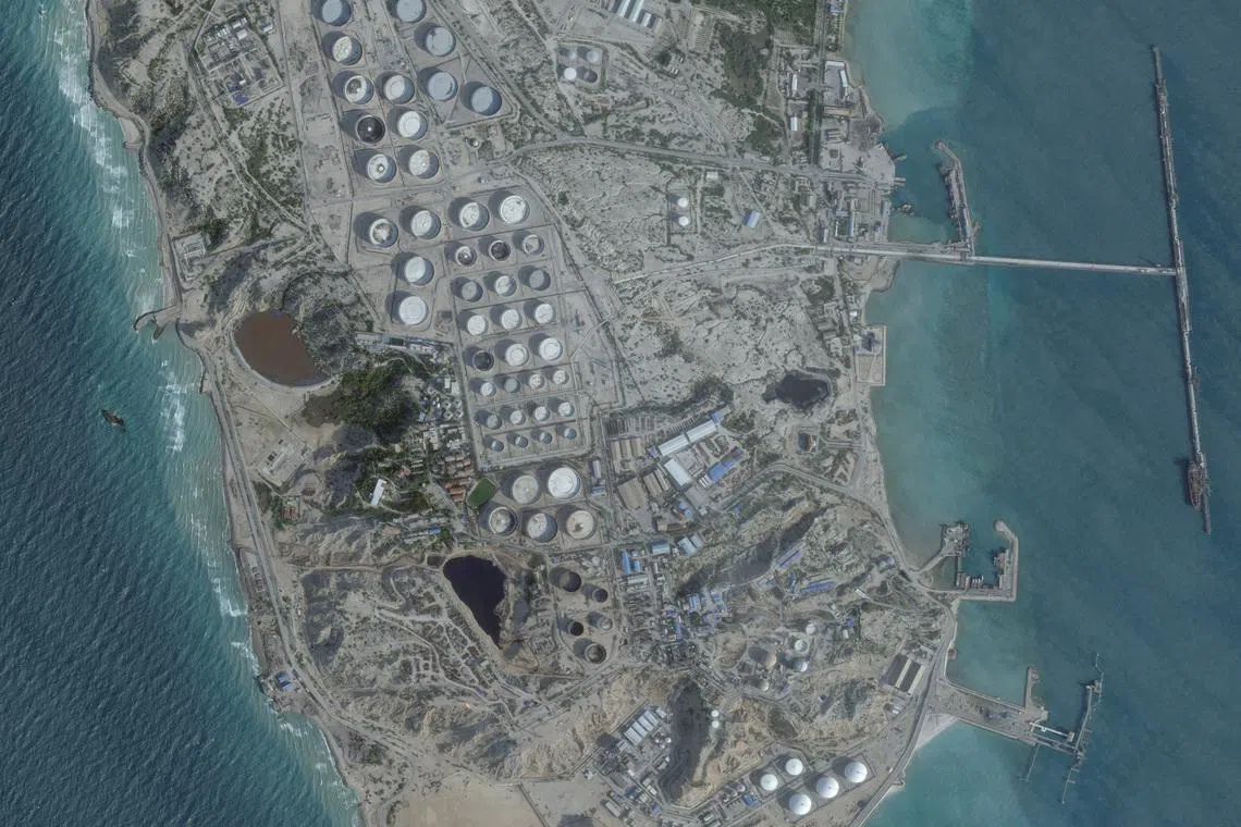 A satellite image shows an oil terminal at Kharg Island, Iran, February 25, 2026. 2026 Planet Labs PBC/Handout via REUTERS