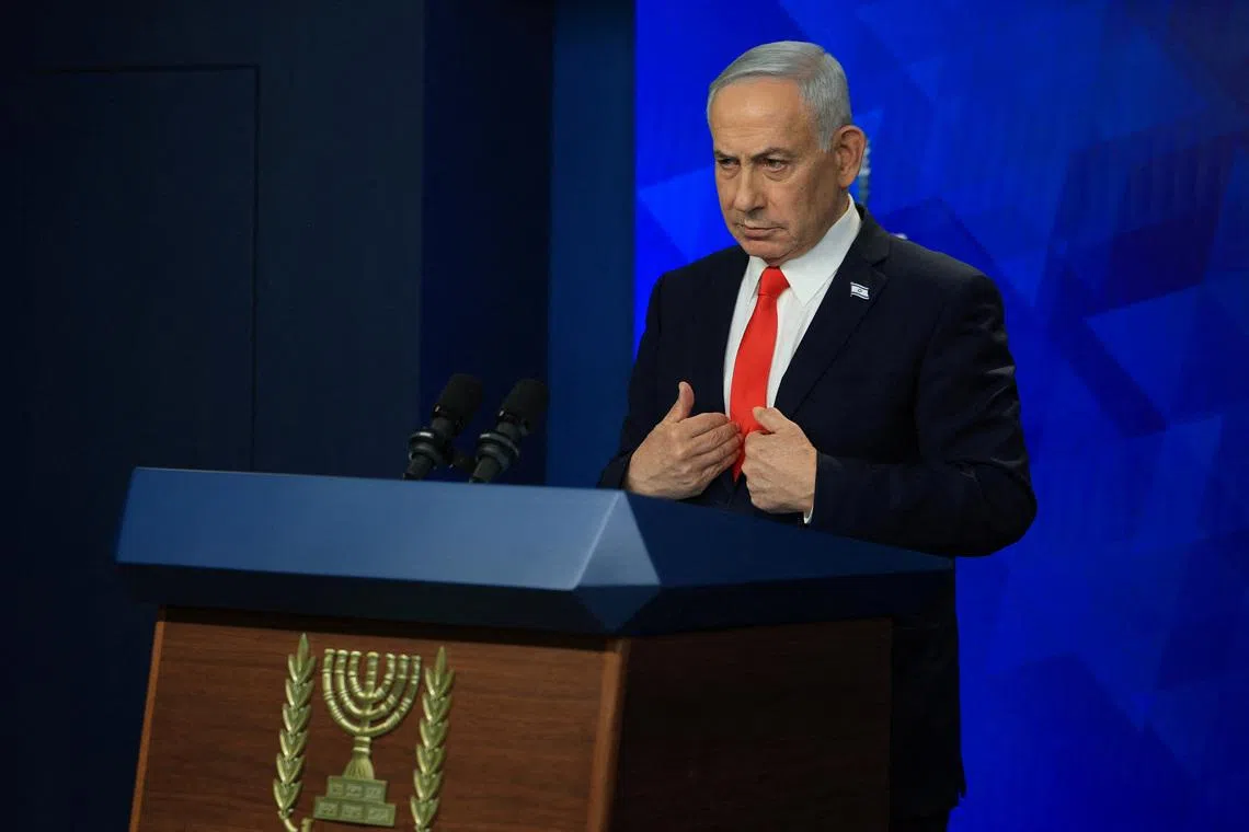 Israeli Prime Minister Benjamin Netanyahu holding a news conference, following a US-Iran deal, in Jerusalem, on June 15.