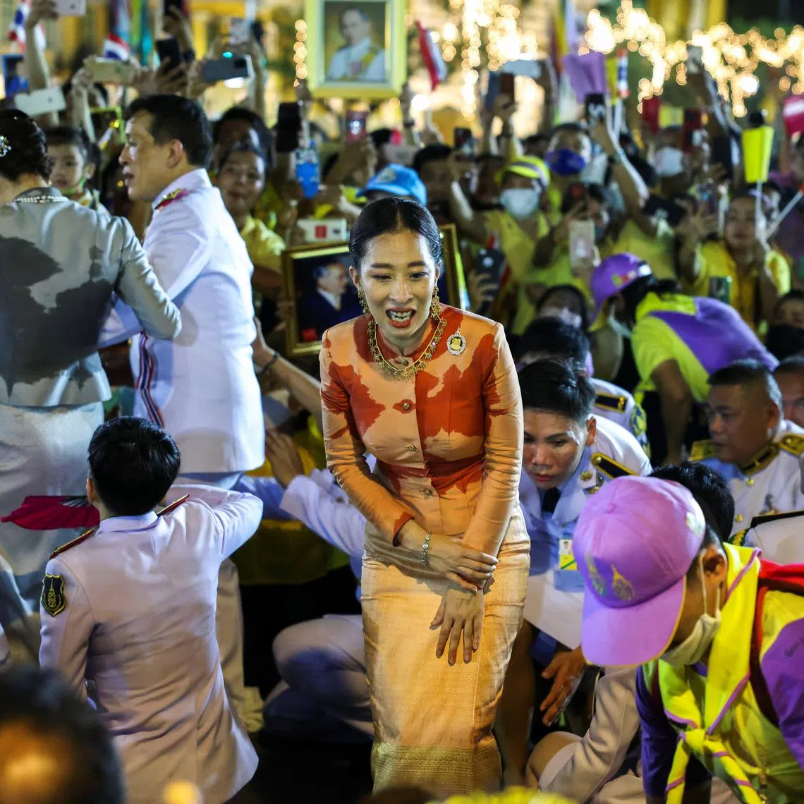 Thailand's Princess Bajrakitiyabha greets royalists, at The Grand Palace in Bangkok, Thailand, November 1, 2020. REUTERS/Athit Perawongmetha/File Photo