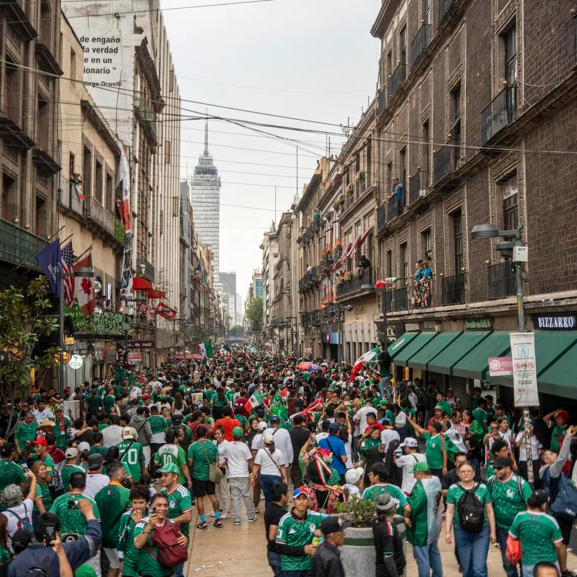 A crowd fills the historic center of Mexico City for a FIFA fan festival during a match on between Mexico and South Africa, on June 11.