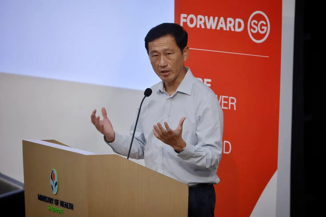 Minister for Health Mr Ong Ye Kung delivering opening remarks at a sharing session with Active Ageing Centre providers, as part of the Forward SG exercise, at the College of Medicine building, on Dec 5, 2022. 