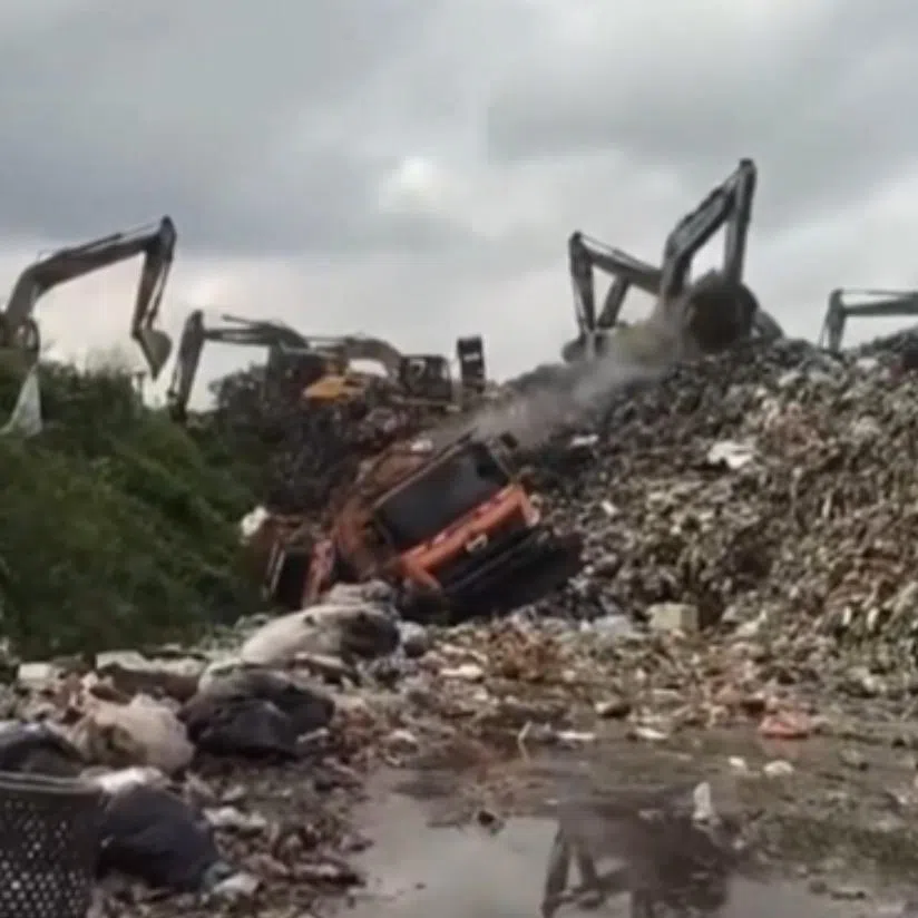 The collapse took place after hours of heavy rain in the area, local media reported.