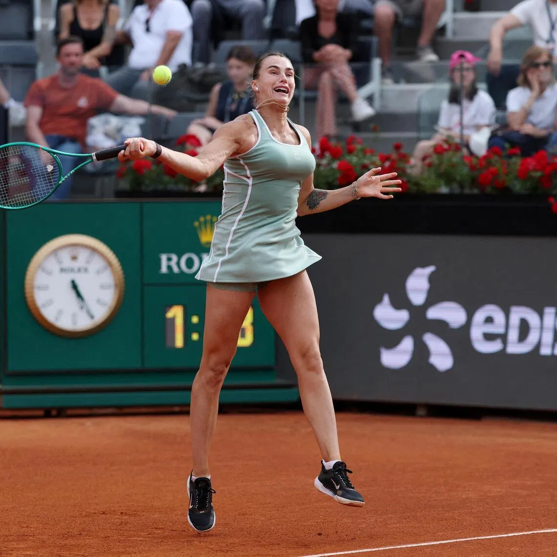 Belarus' Aryna Sabalenka in action during her round of 32 match against Romania's Sorana Cirstea at the Italian Open.
