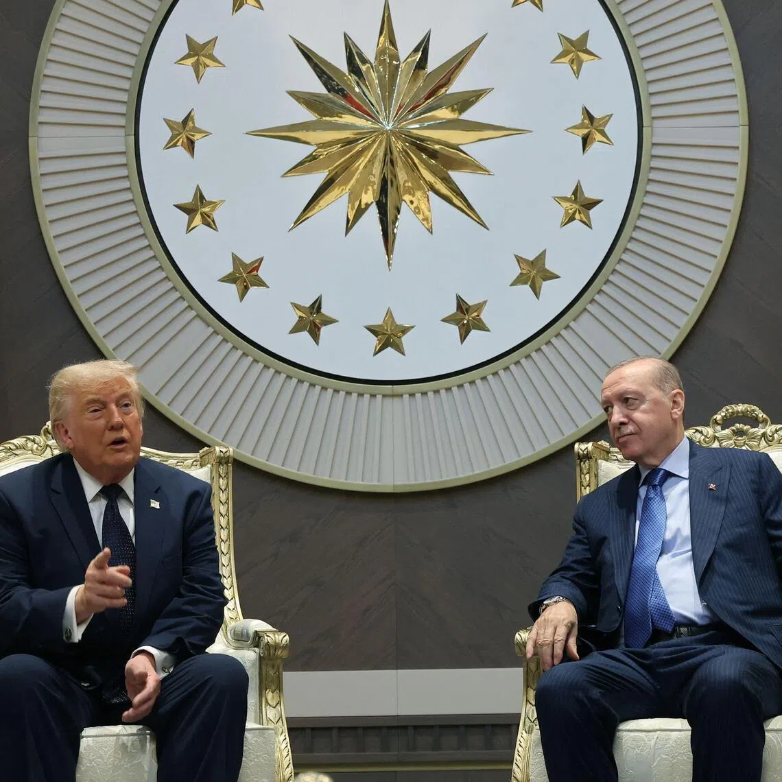 This handout photo taken and released on July 7, 2026 by the Turkish Presidency Press Office shows Turkish President Recep Tayyip Erdogan (R) meeting with US President Donald Trump (L) at Bestepe Presidential Compound in Ankara, on July 7, 2026, on the sidelines of the NATO Summit. (Photo by Murat Cetinmuhurdar / TURKISH PRESIDENCY PRESS OFFICE / AFP) / RESTRICTED TO EDITORIAL USE - MANDATORY CREDIT "AFP PHOTO / Turkish Presidency Press Office / Murat Cetinmuhurdar" - HANDOUT - NO MARKETING NO ADVERTISING CAMPAIGNS - DISTRIBUTED AS A SERVICE TO CLIENTS