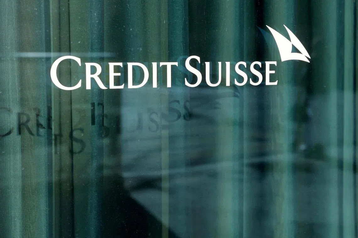  A logo is pictured on the Credit Suisse bank in Geneva, Switzerland, March 15, 2023. REUTERS/Denis Balibouse/File Photo