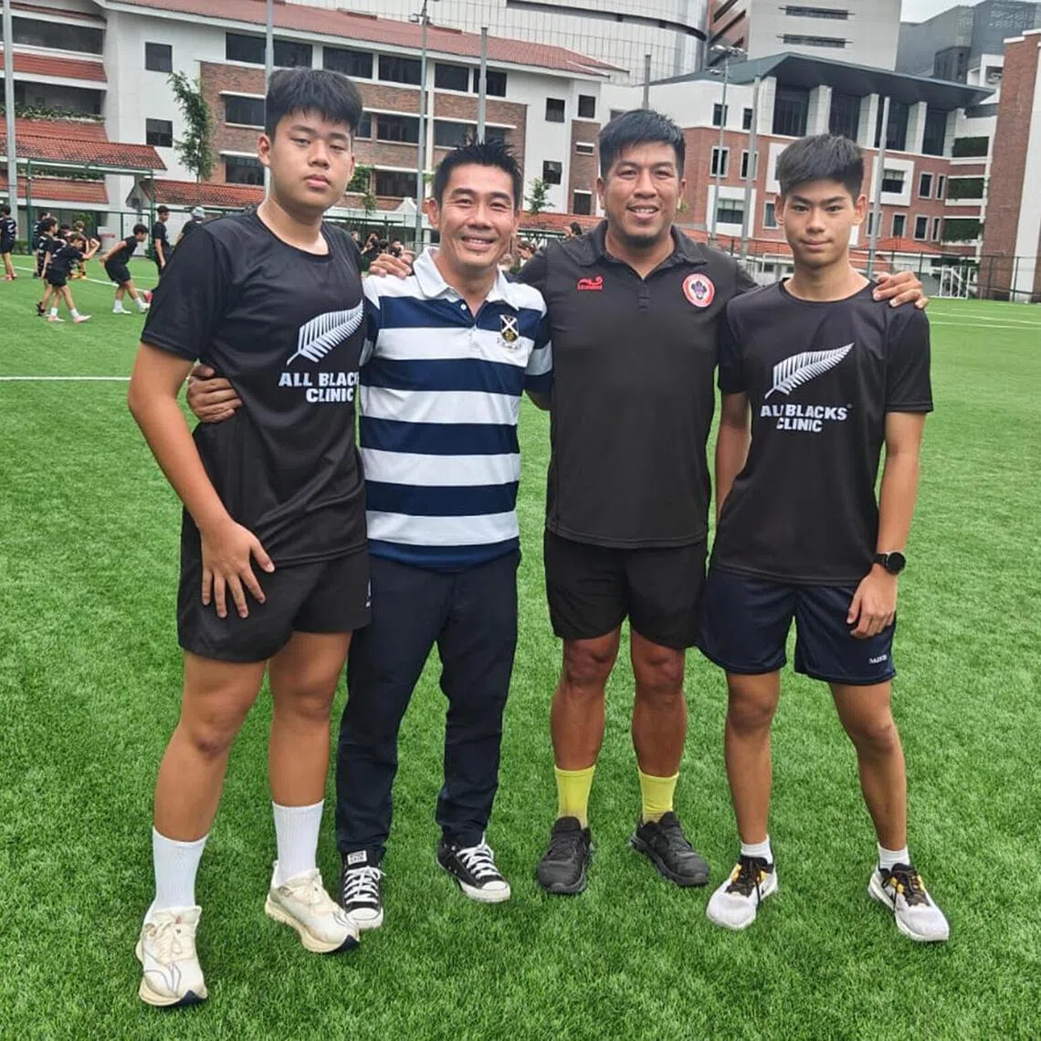 (From left) St Andrew's School (Secondary) student, Michael Cheng, principal Mr Lee Han Hwa, alumni Mr Sidney Kumar and student Jerry Yeo.
