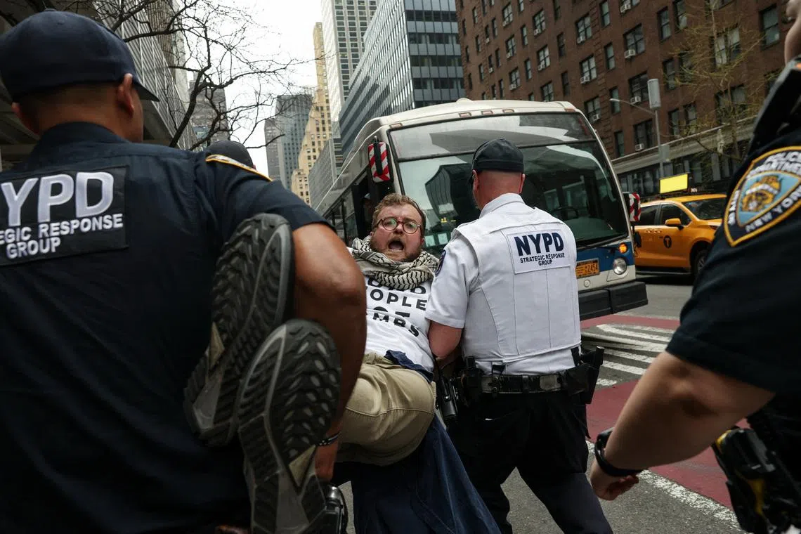Dozens detained in New York City protest over US arms sales to Israel