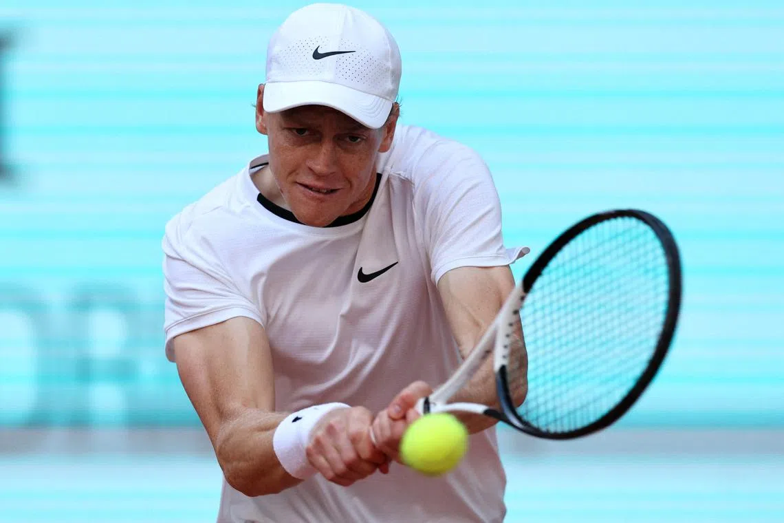 Tennis - Madrid Open - Park Manzanares, Madrid, Spain - April 30, 2024 Italy's Jannik Sinner in action during his round of 16 match against Russia's Karen Khachanov REUTERS/Violeta Santos Moura/ File Photo
