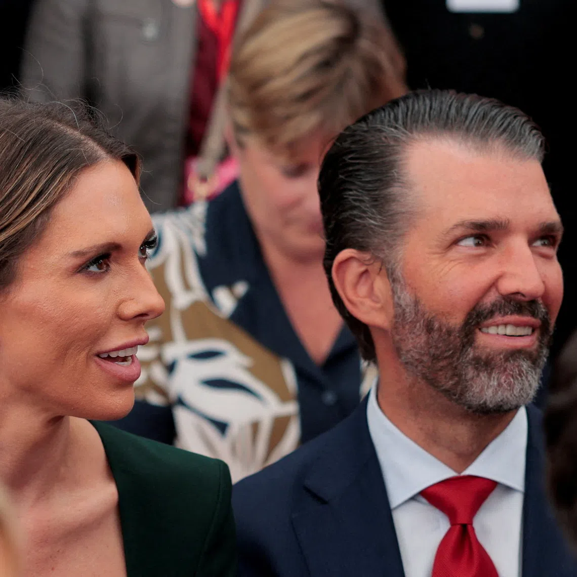 Donald Trump Jr and his partner Bettina Anderson at Deerfield Residence, the residence of the US Ambassador to Ireland, where US President Donald Trump was delivering a speech, in Dublin, Ireland, on Sept 12.