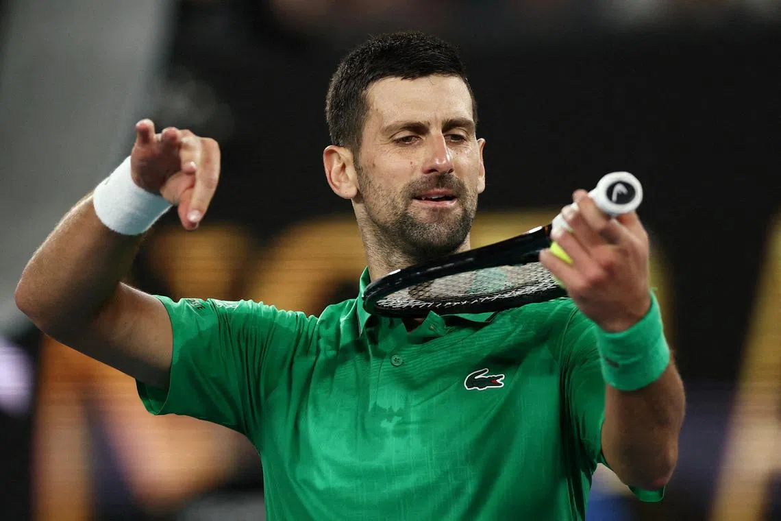 Serbia's Novak Djokovic celebrates after winning his third round match against Netherlands' Botic van de Zandschulp.   REUTERS/Tingshu Wang