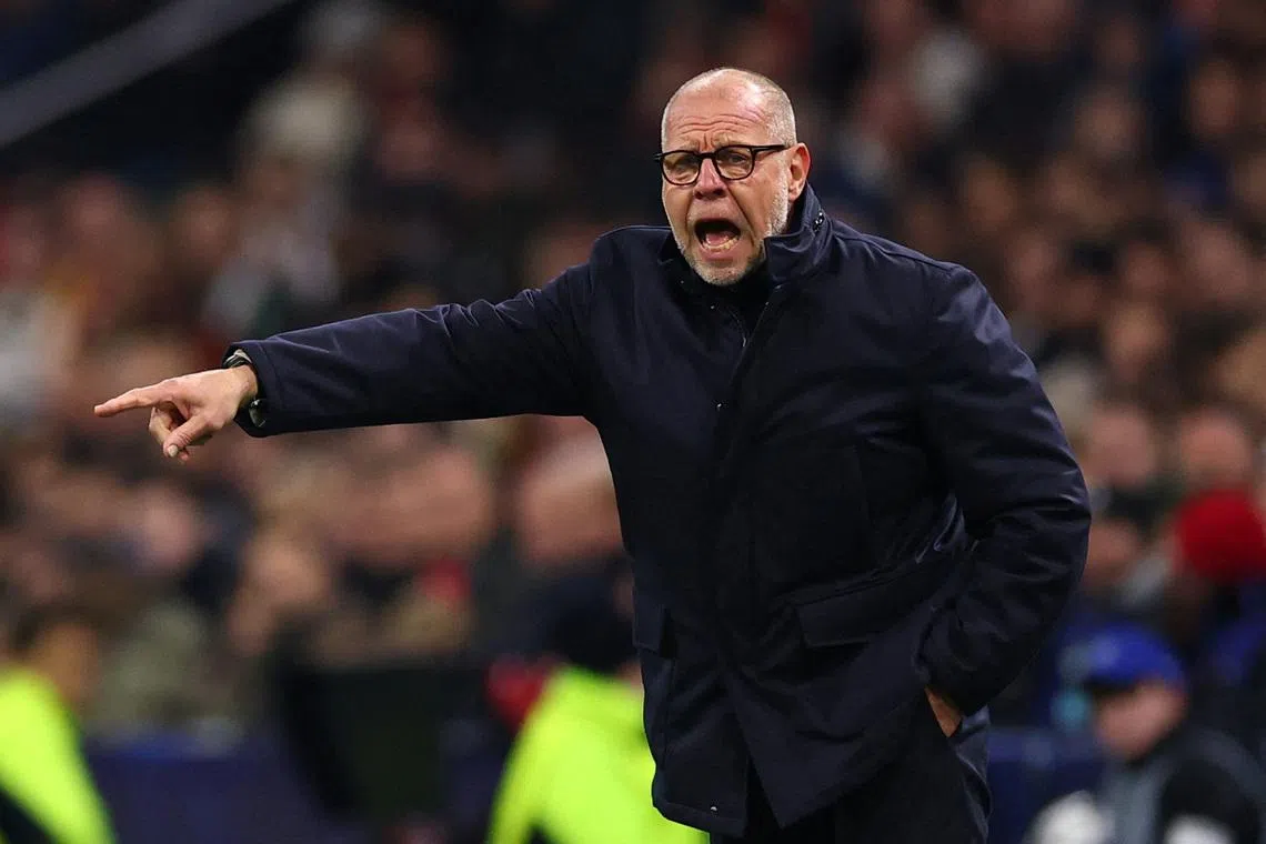 FILE PHOTO: Soccer Football - UEFA Champions League - Ajax Amsterdam v Benfica - Johan Cruijff Arena, Amsterdam, Netherlands - November 25, 2025  Ajax Amsterdam coach Fred Grim reacts REUTERS/Piroschka Van De Wouw/File Photo