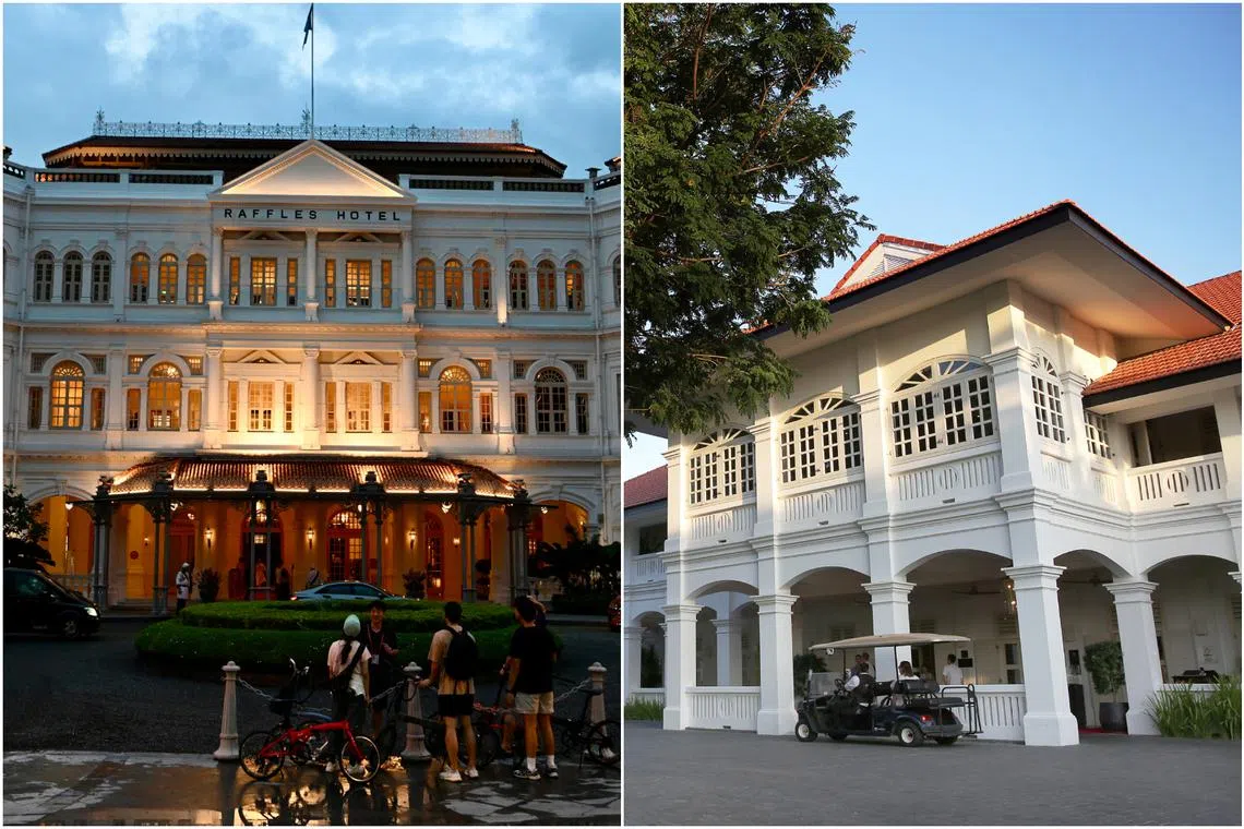 Singapore’s historic Raffles Hotel (left) was placed 17th while Sentosa luxury resort hotel Capella was ranked 28th.