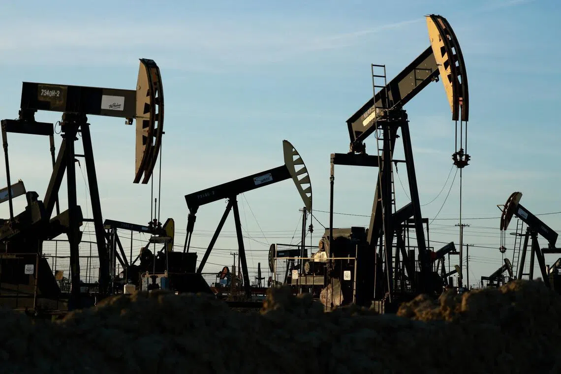 Pumpjacks in the Belridge oil field on March 10, near McKittrick, California.