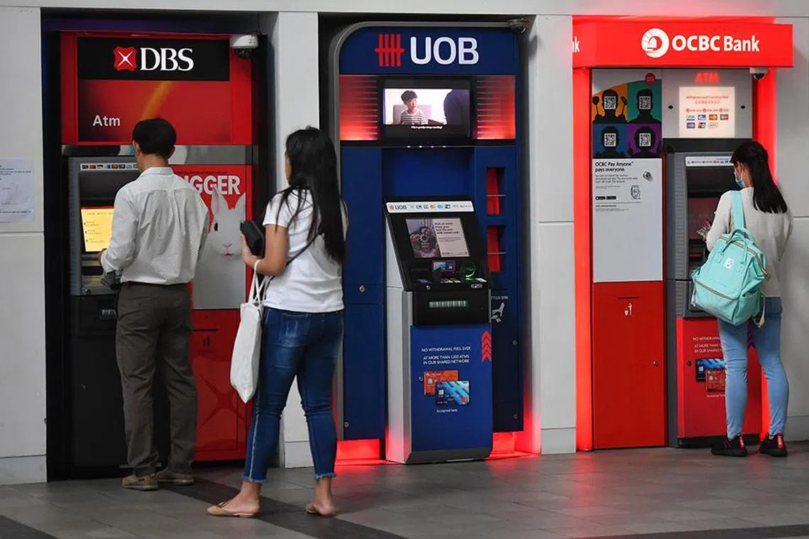 DBS, UOB and OCBC ATMs at the Singapore Institute of Management (SIM) on March 12, 2020.