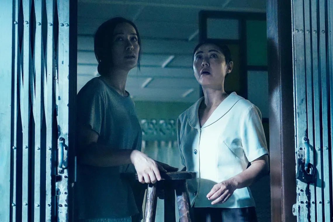 jskoh15 - Movie still: Rebecca Lim (left) and Cynthia Koh in Confinement, a psychological thriller directed by Kelvin Tong.



Source / Copyright: Golden Village