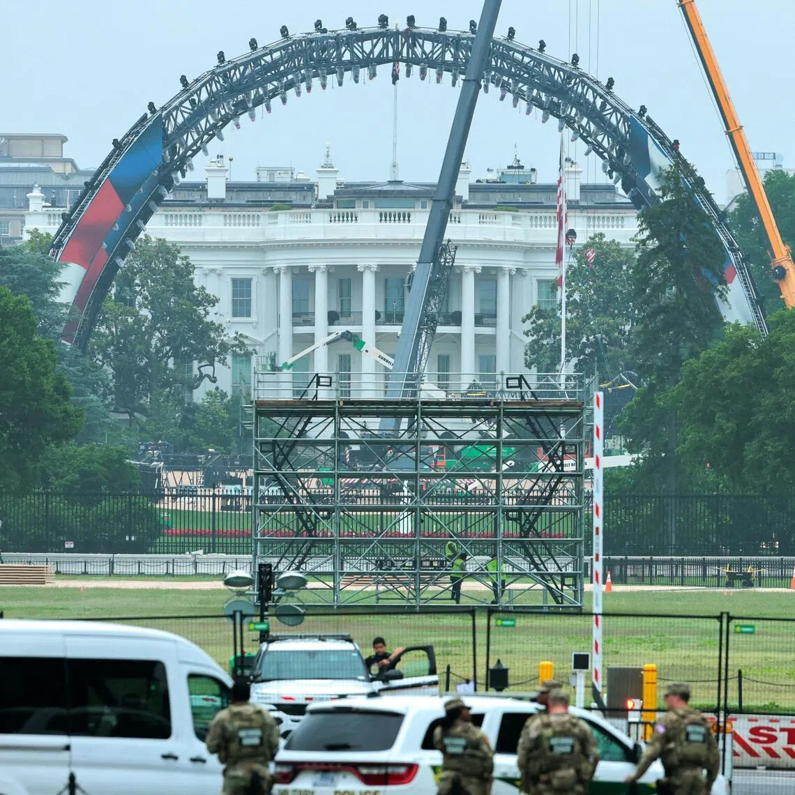 Construction is underway on a temporary arena that will host the UFC Freedom 250 fight card in June on the South Lawn of the White House.