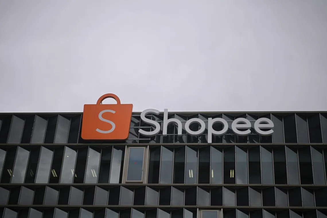 The exterior Shopee's regional headquarters in Singapore, pictured on December 20, 2022. Can be used for stories on Shopee, delivery, business, retail, job loss, economy, jobs, population, and Singapore.