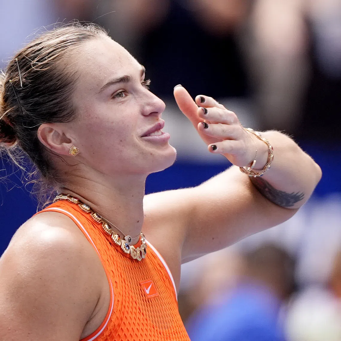 Tennis - U.S. Open - Flushing Meadows, New York, United States - September 4, 2026 Belarus' Aryna Sabalenka celebrates winning her third round match against Uzbekistan's Kamilla Rakhimova REUTERS/Eduardo Munoz
