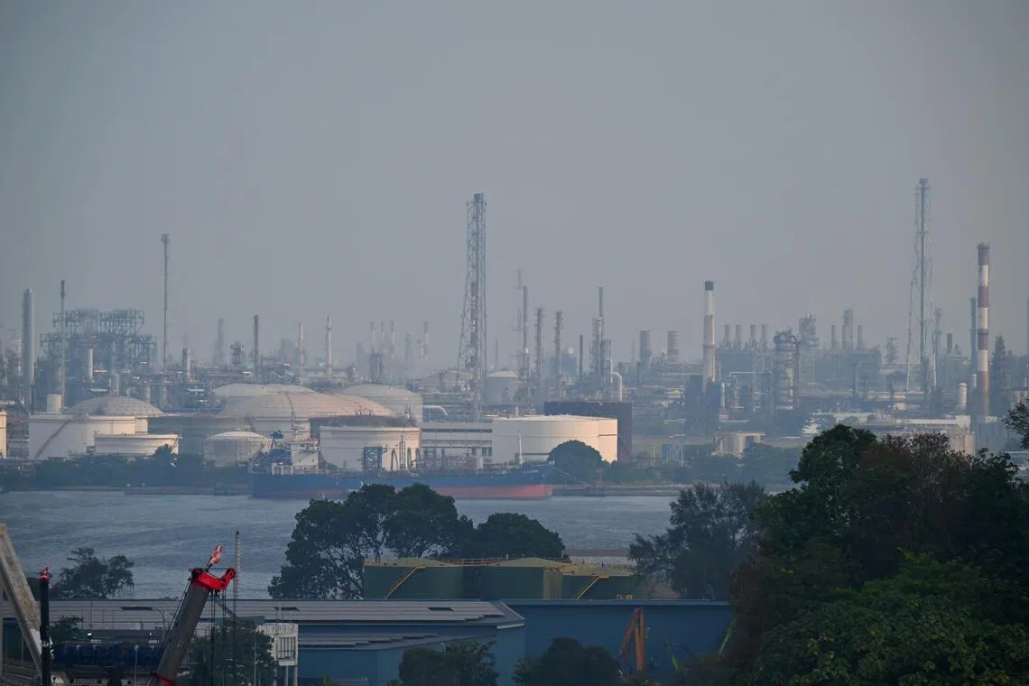 Generic pix of Jurong Island with various energy storage facilities on Aug 18, 2026. Can be used for stories on Jurong Island, energy supply, energy storage, oil, fuel, LNG, environment, oil and gas, oil refinery, trade, business etc.
