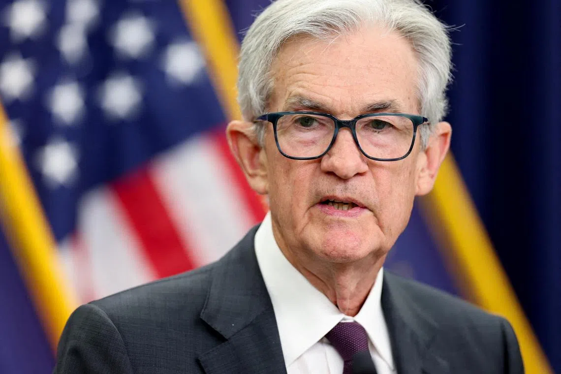 FILE PHOTO: U.S. Federal Reserve Chair Jerome Powell speaks during a press conference following the issuance of the Federal Open Market Committee's statement on interest rate policy in Washington, D.C., U.S., July 30, 2025. REUTERS/Jonathan Ernst/File Photo