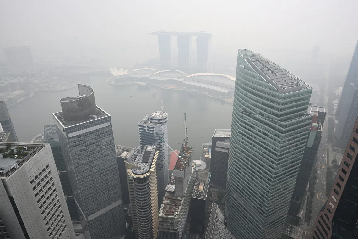 Hazy conditions seen in CBD area on Oct 16.