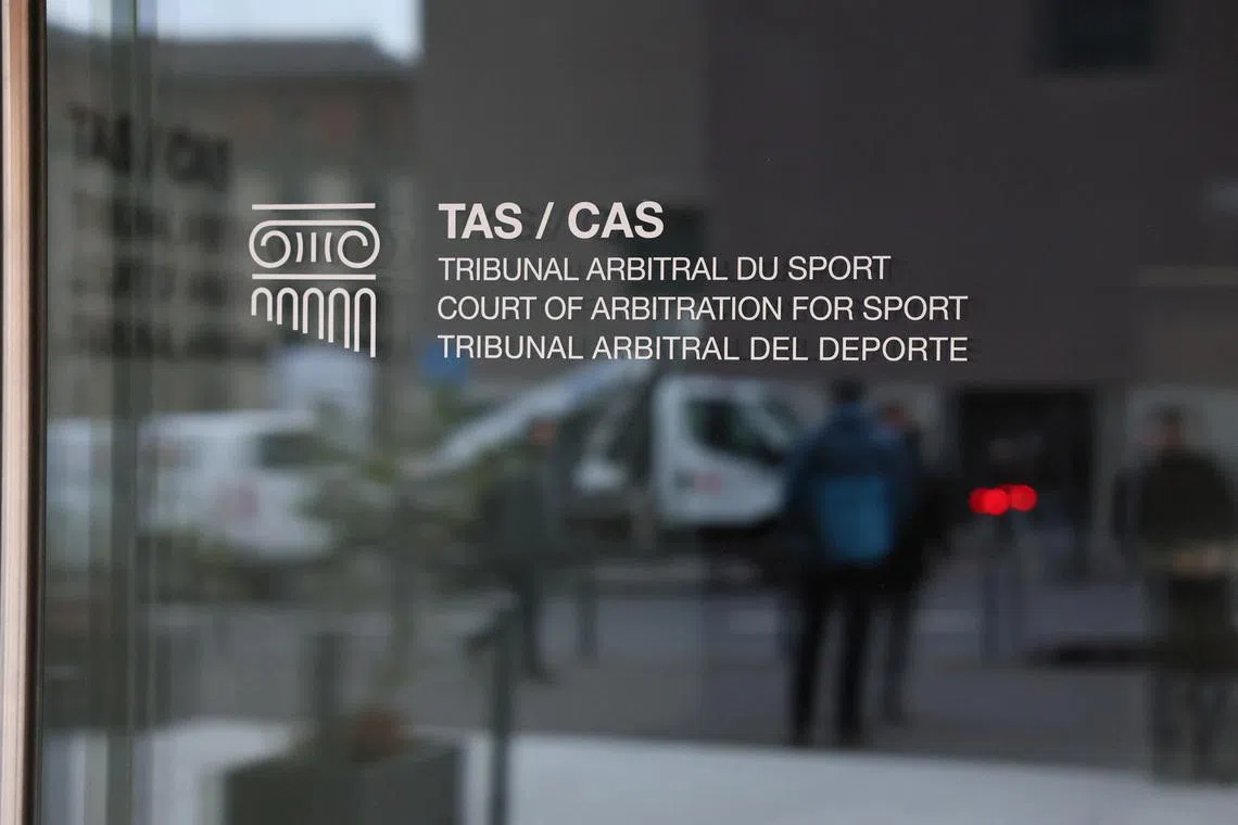 A view of the court entrance at the Court of Arbitration for Sport (CAS) in Lausanne, Switzerland February 7, 2024. REUTERS/Denis Balibouse