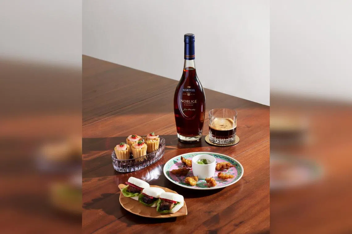 Snacks served with the Noblige & Coffee cocktail as part of the Martell Perfect Pairing menu at private-dining club Good Graces.
