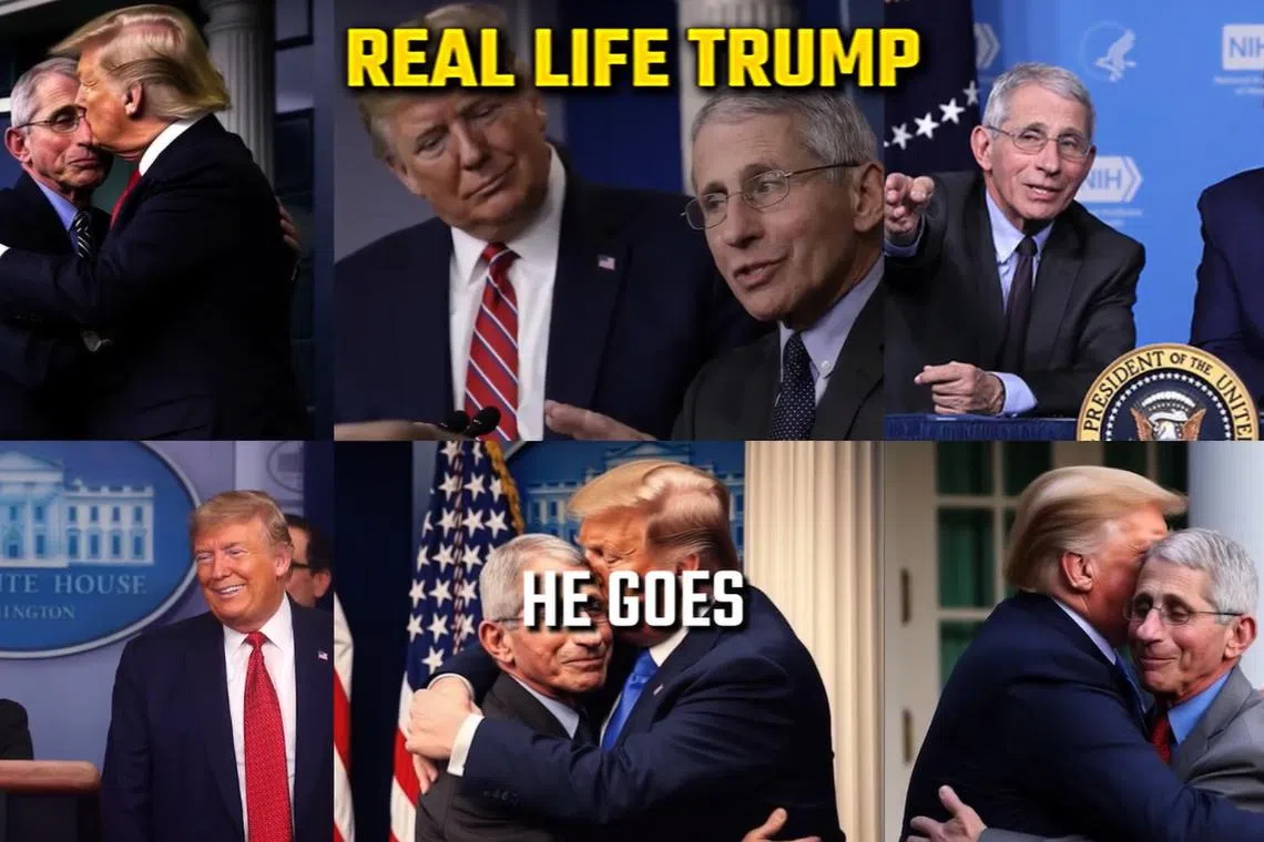 Mr DeSantis’ rapid response team shared a video on Twitter featuring fictitious images of Trump and Dr Fauci.