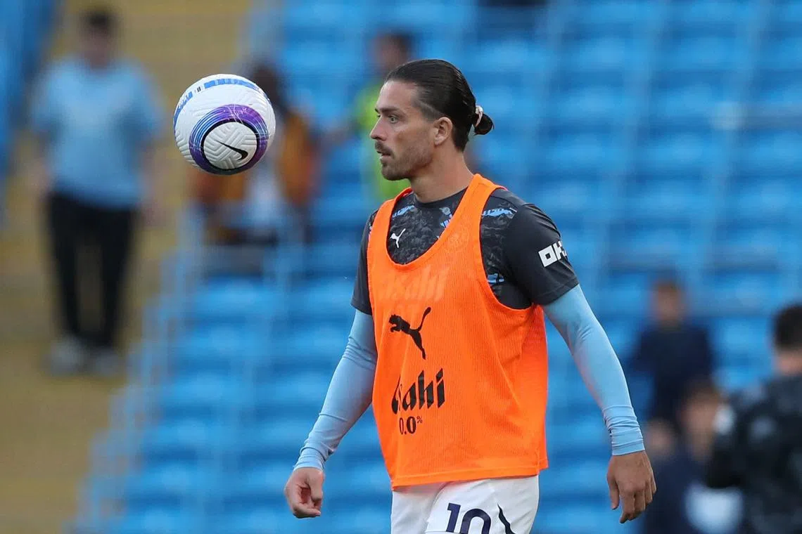 FILE PHOTO: Soccer Football - Premier League - Manchester City v AFC Bournemouth - Etihad Stadium, Manchester, Britain - May 20, 2025 Manchester City's Jack Grealish during the warm up before the match REUTERS/Scott Heppell/File Photo