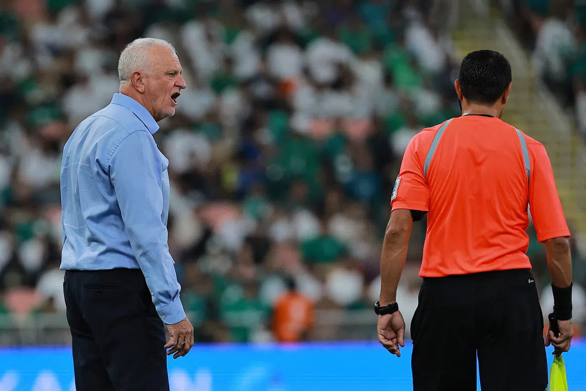 Soccer Football - FIFA World Cup - AFC Qualifiers - Group B - Saudi Arabia v Iraq - King Abdullah Sports City, Jeddah, Saudi Arabia - October 14, 2025 Iraq coach Graham Arnold reacts REUTERS/Stringer