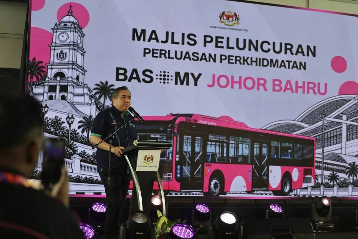 Malaysia’s Transport Minister Anthony Loke addressing the invited guests at JB Sentral on Oct 8.