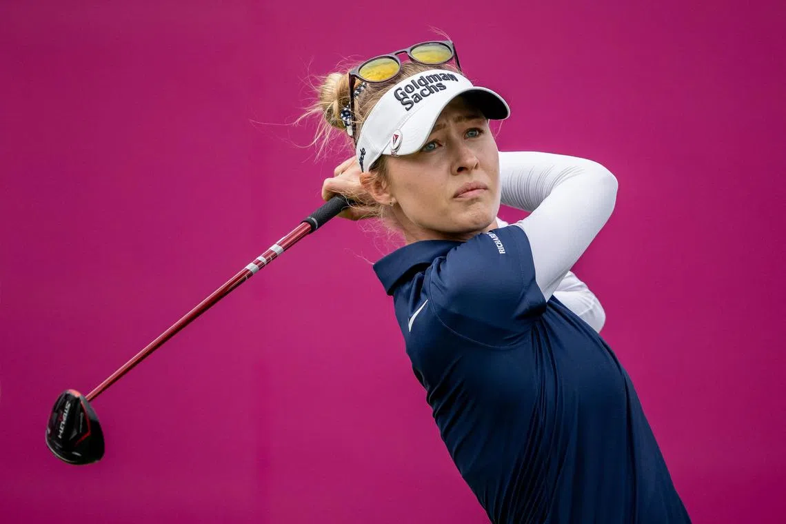 Nelly Korda competing in the Evian Championship in Evian-les-Bains, France.