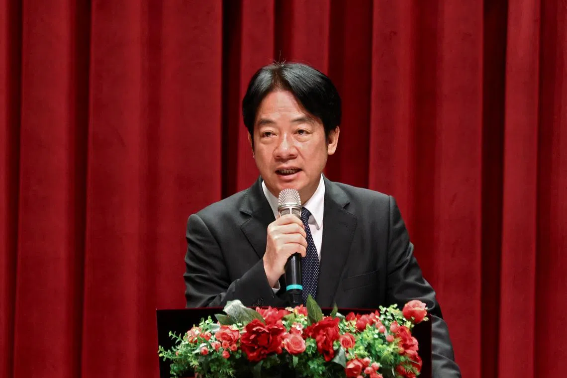 FILE PHOTO: Taiwan President Lai Ching-te speaks at an event marking the 75th anniversary of the Battle of Guningtou, on Kinmen island, Taiwan October 25, 2024. REUTERS/Annabelle Chih/File Photo