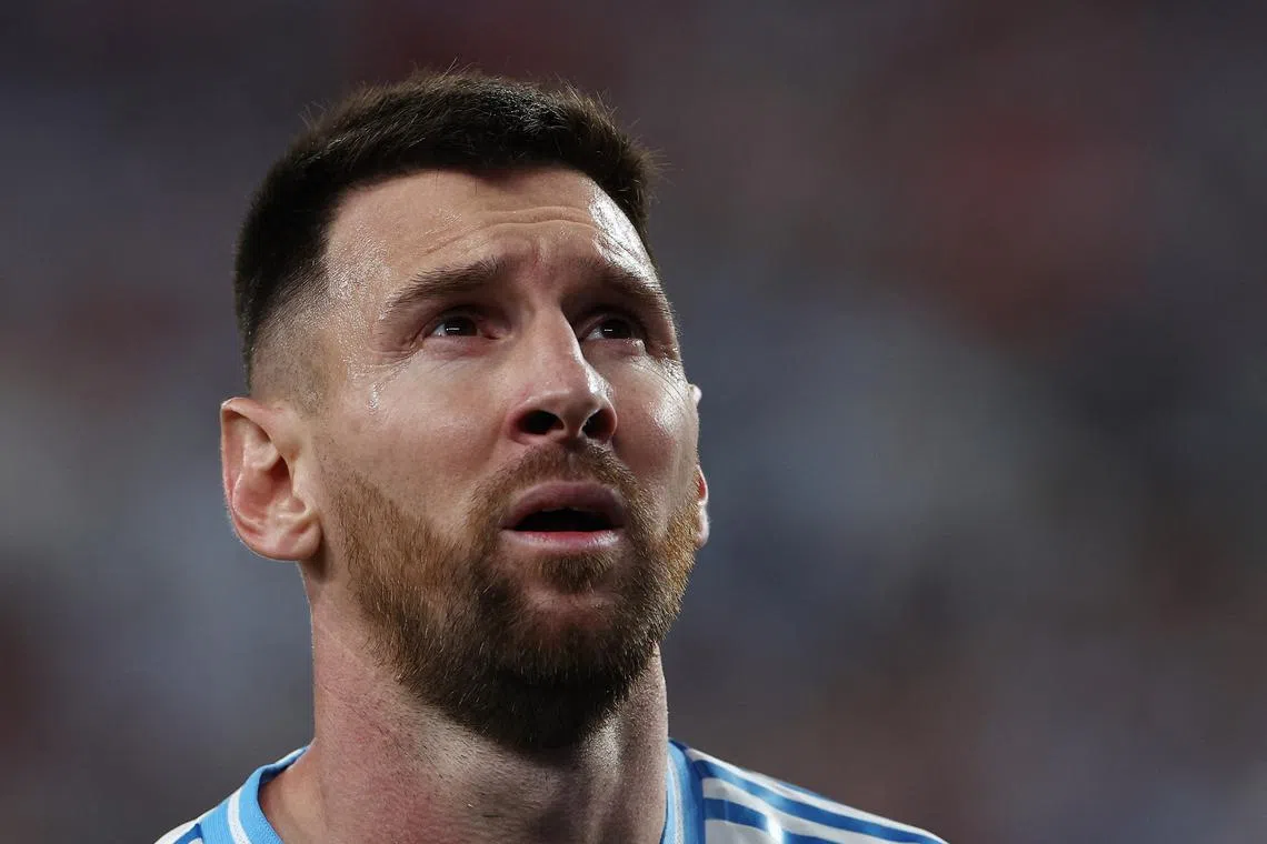 Soccer Football - Copa America 2024 - Group B - Chile v Argentina - MetLife Stadium, East Rutherford, New Jersey, United States - June 25, 2024  Argentina's Lionel Messi reacts REUTERS/Agustin Marcarian