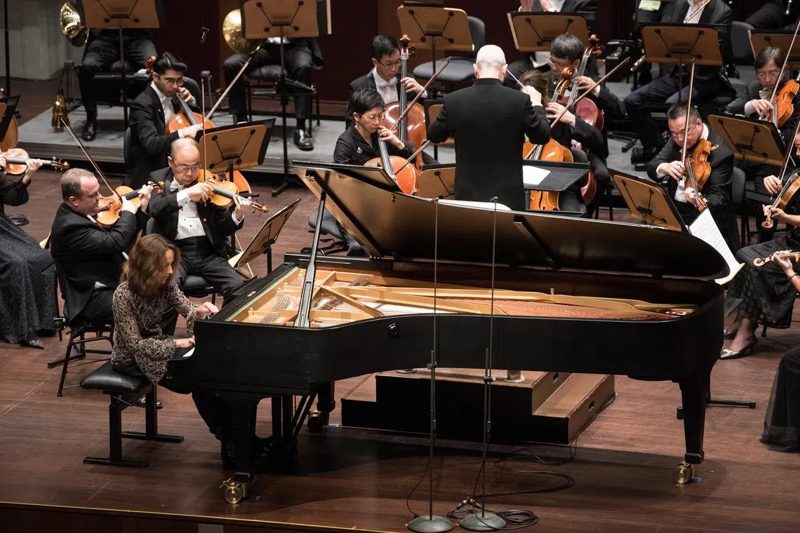 French pianist Helene Grimaud played with the Singapore Symphony at Victoria Concert Hall on Oct 16. 