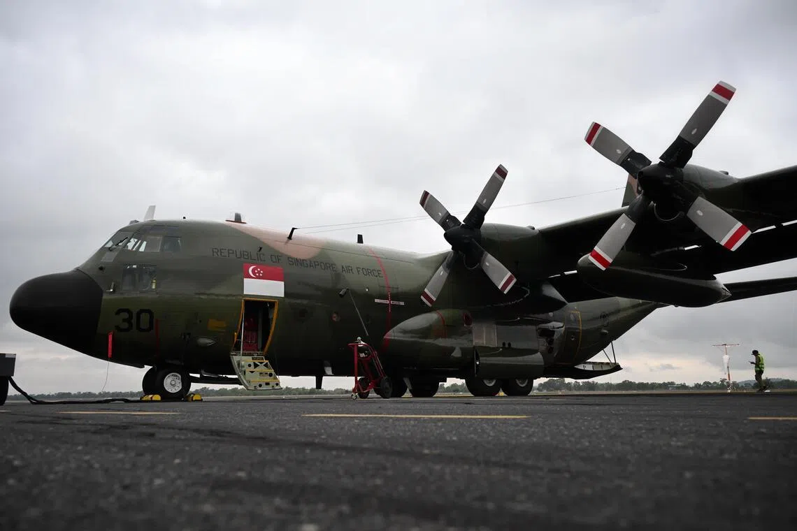 The C-130 aircraft during Exercise Wallaby at Shoalwater Bay Training Area in Queensland, Australia, in 2025. 