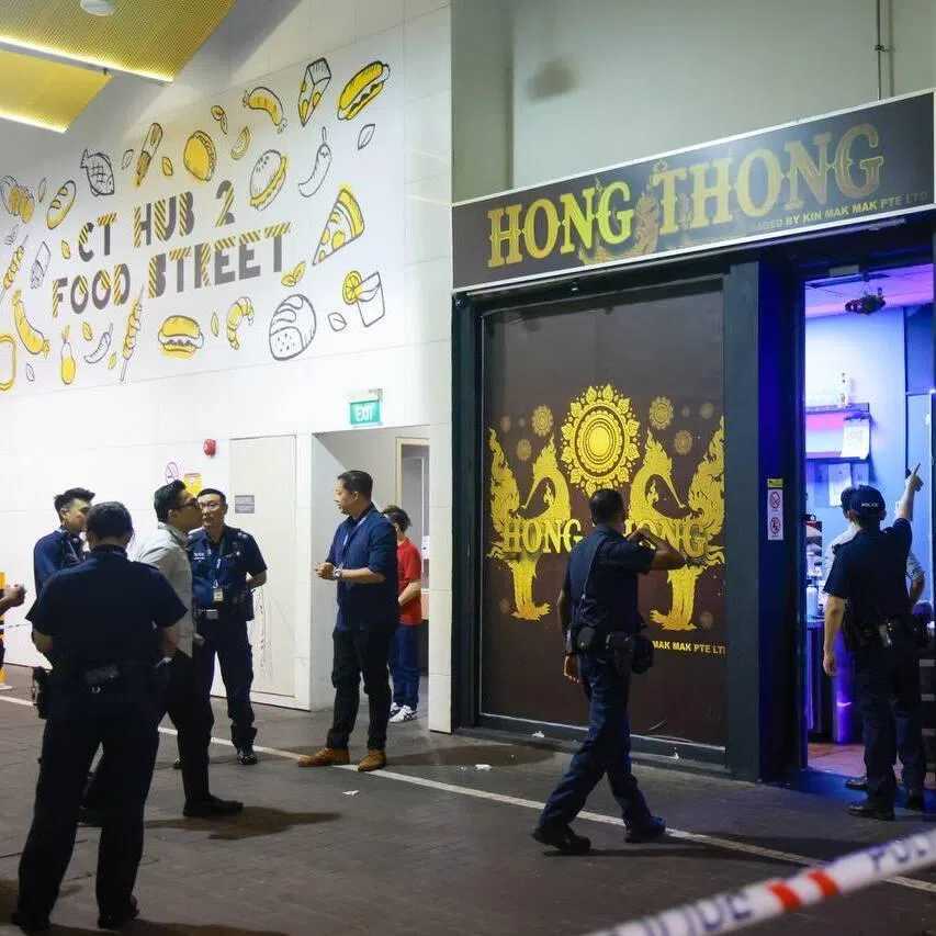 When ST arrived at the scene at about 11am, at least six police officers were seen at CT Hub 2’s food street, where a police cordon had been set up.